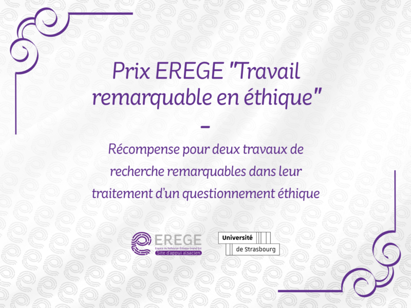 🏆 Prix EREGE Alsace ″Travail remarquable en éthique″ (Saison 2)